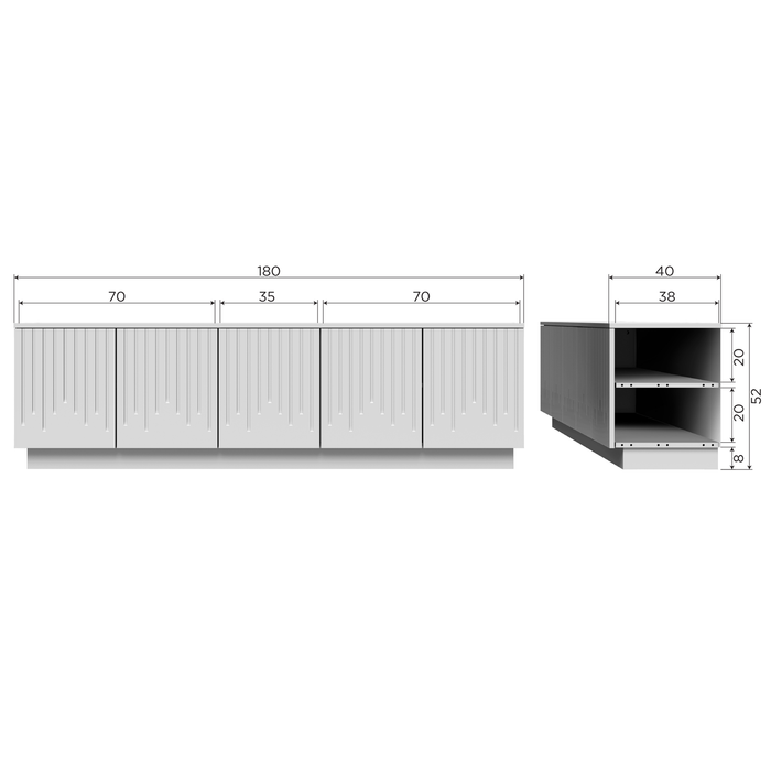 WOOOD Pencil TV-Meubel - Grenen - Mist - 52x180x40