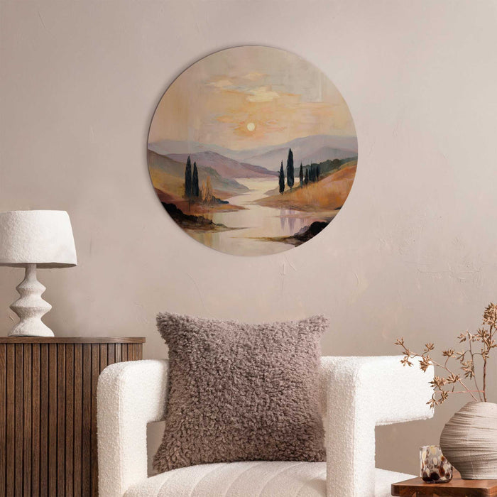 Reinders - Landschap I - Glasschilderij Ø 50 cm - Bruin