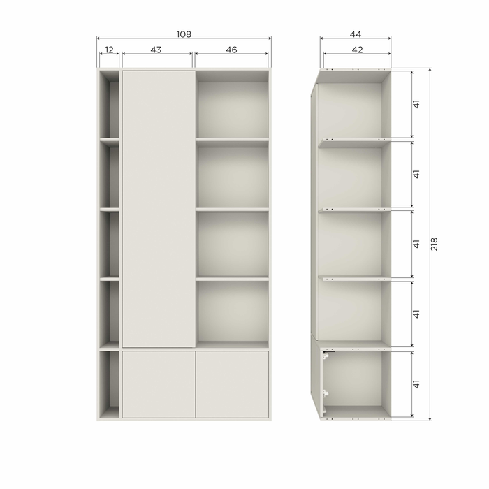 vtwonen Settle Down Opbergkast - Grenen - Dust - 218x108x44