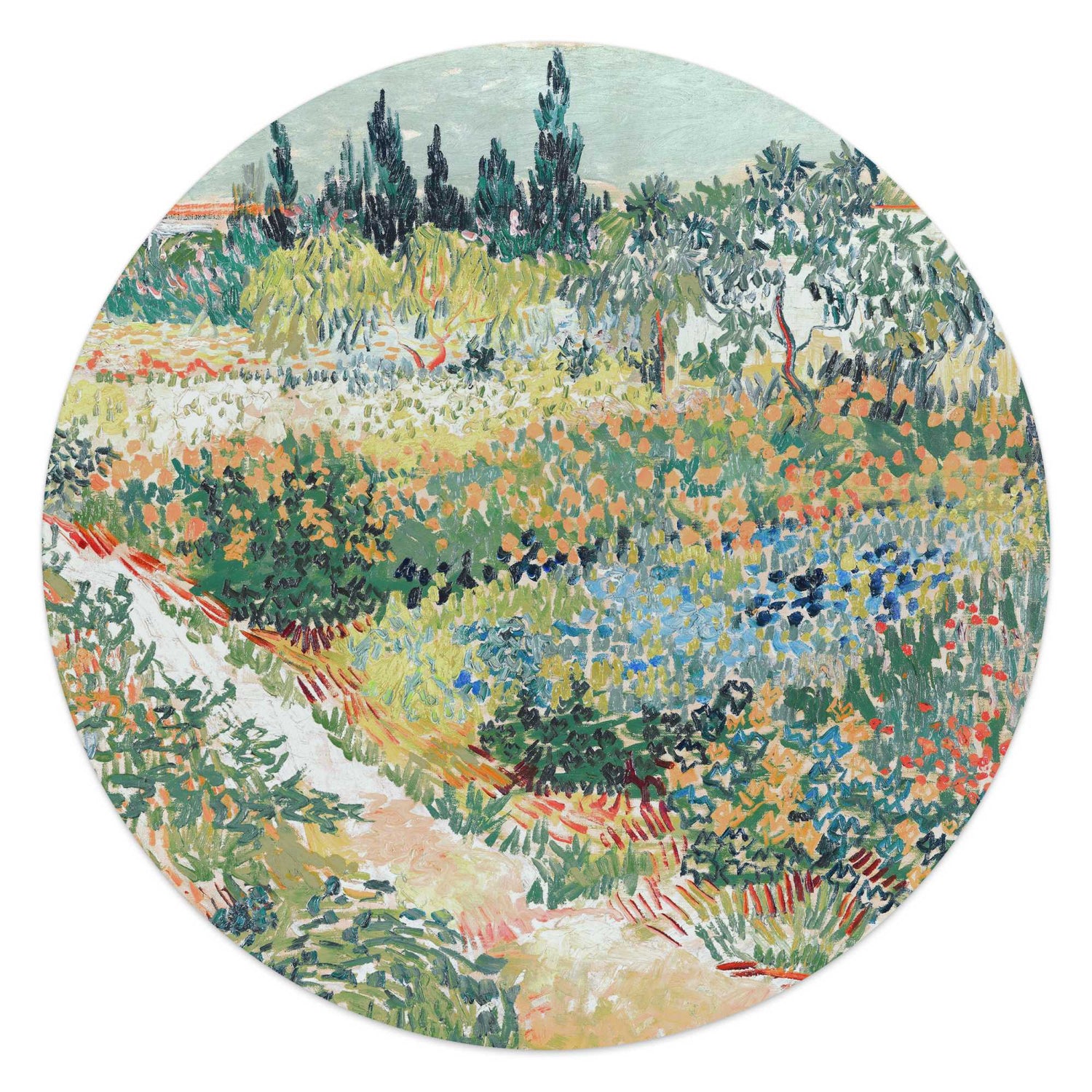 Reinders - Van Gogh - Tuin in Arles - Glasschilderij Ø 50 cm - Groen