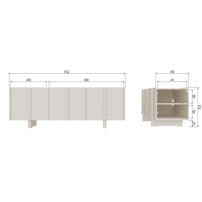 WOOOD Basu Tv-Meubel - Grenen - Dust - 53x152x46