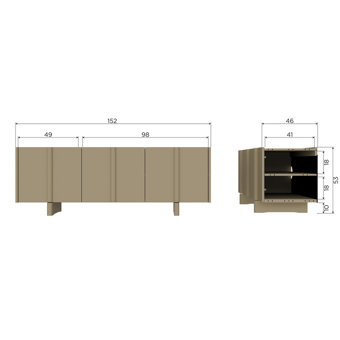 WOOOD Basu Tv-Meubel - Grenen - Groen - 53x152x46