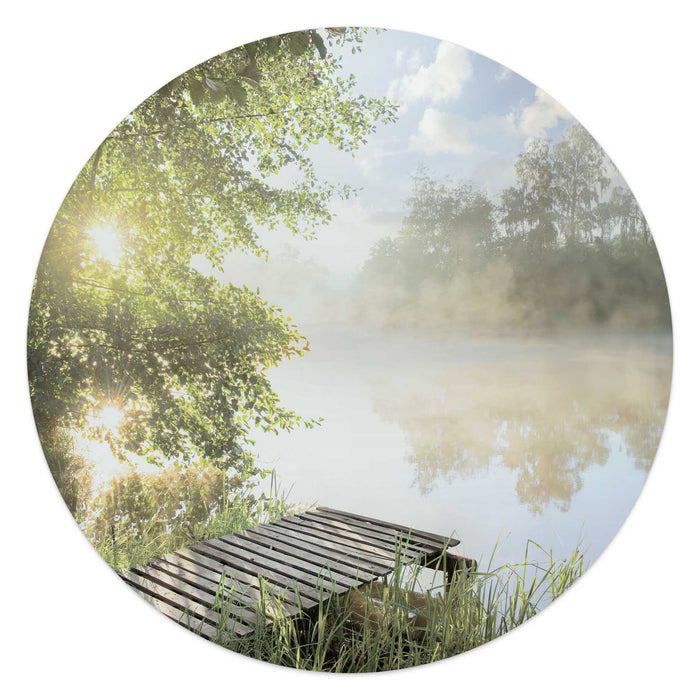 Reinders - Ochtend aan het water - Glasschilderij Ø 50 cm - Groen