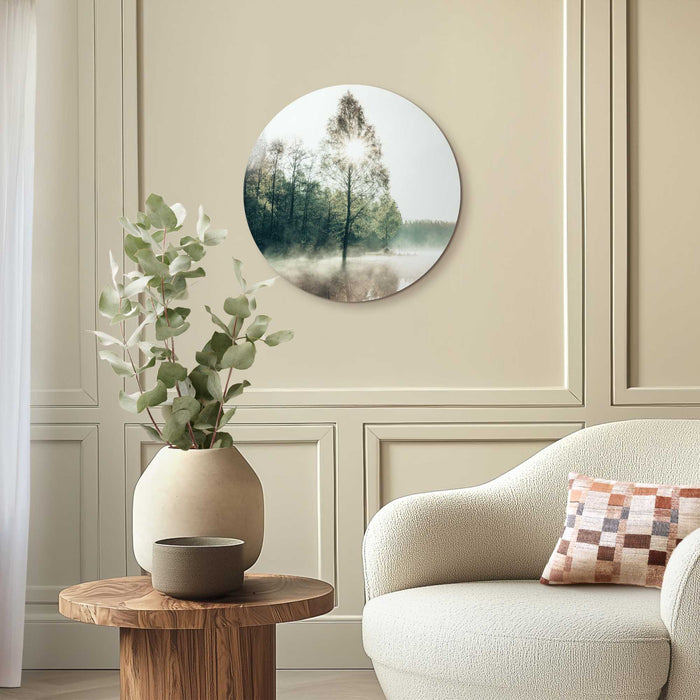 Reinders - Zon door de boom - Glasschilderij Ø 50 cm - Groen