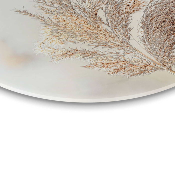 Reinders - Pluim in de wind - Glasschilderij Ø 50 cm - Beige