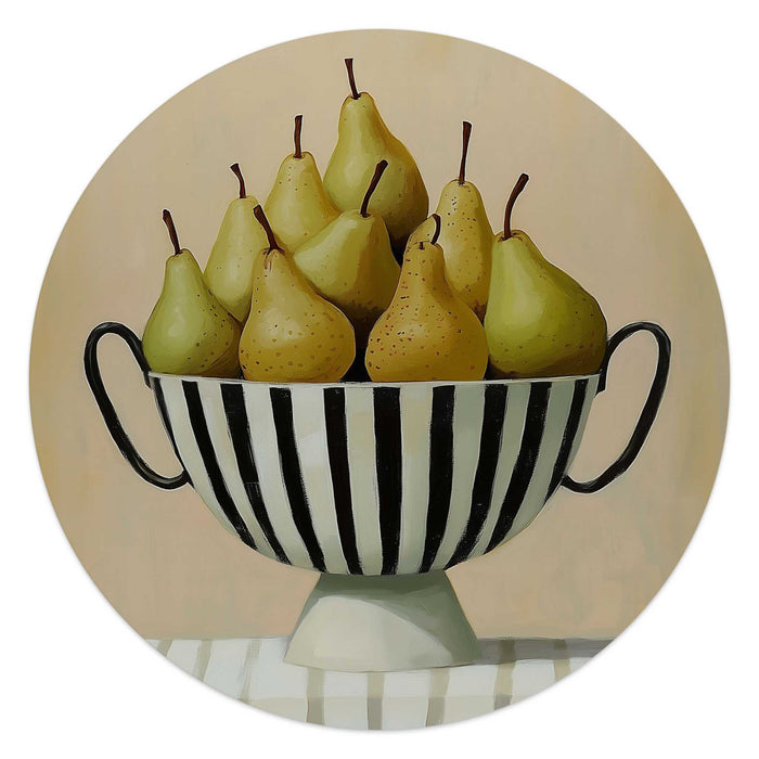 Reinders - Schaal met peren - Glasschilderij Ø 50 cm - Groen