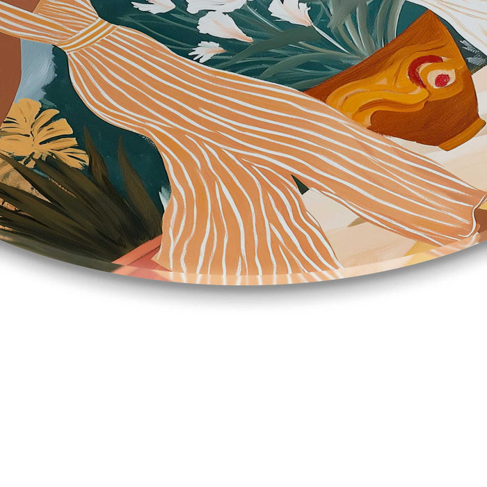 Reinders - Dansende dames - Glasschilderij Ø 50 cm - Bont