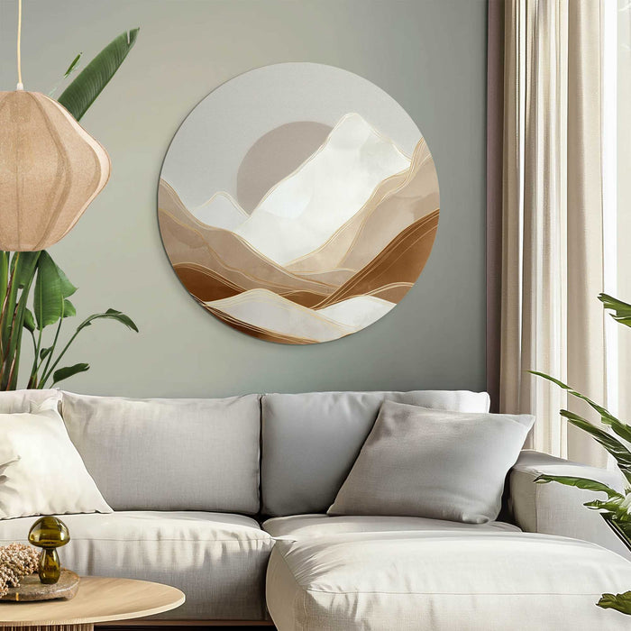 Reinders - Maan achter de bergen - Glasschilderij Ø 70 cm - Beige