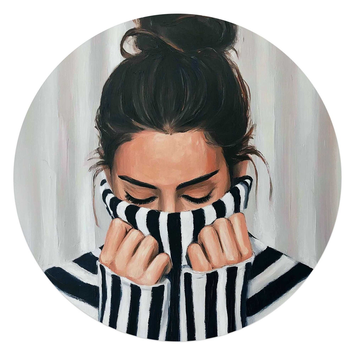 Reinders - Rustige sfeer - Glasschilderij Ø 70 cm - Zwart-Wit