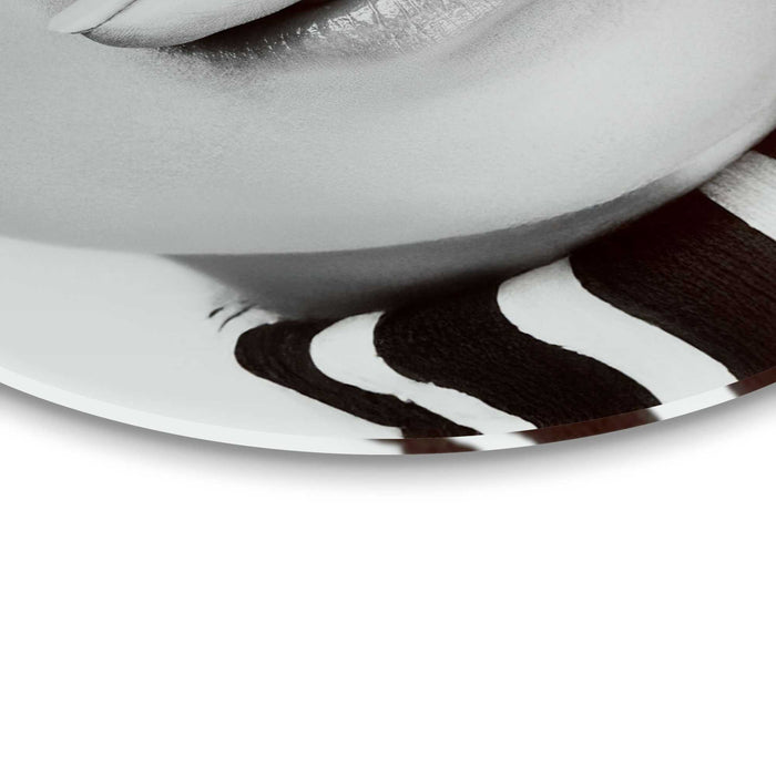 Reinders - Shhh.. - Glasschilderij Ø 70 cm - Zwart-Wit