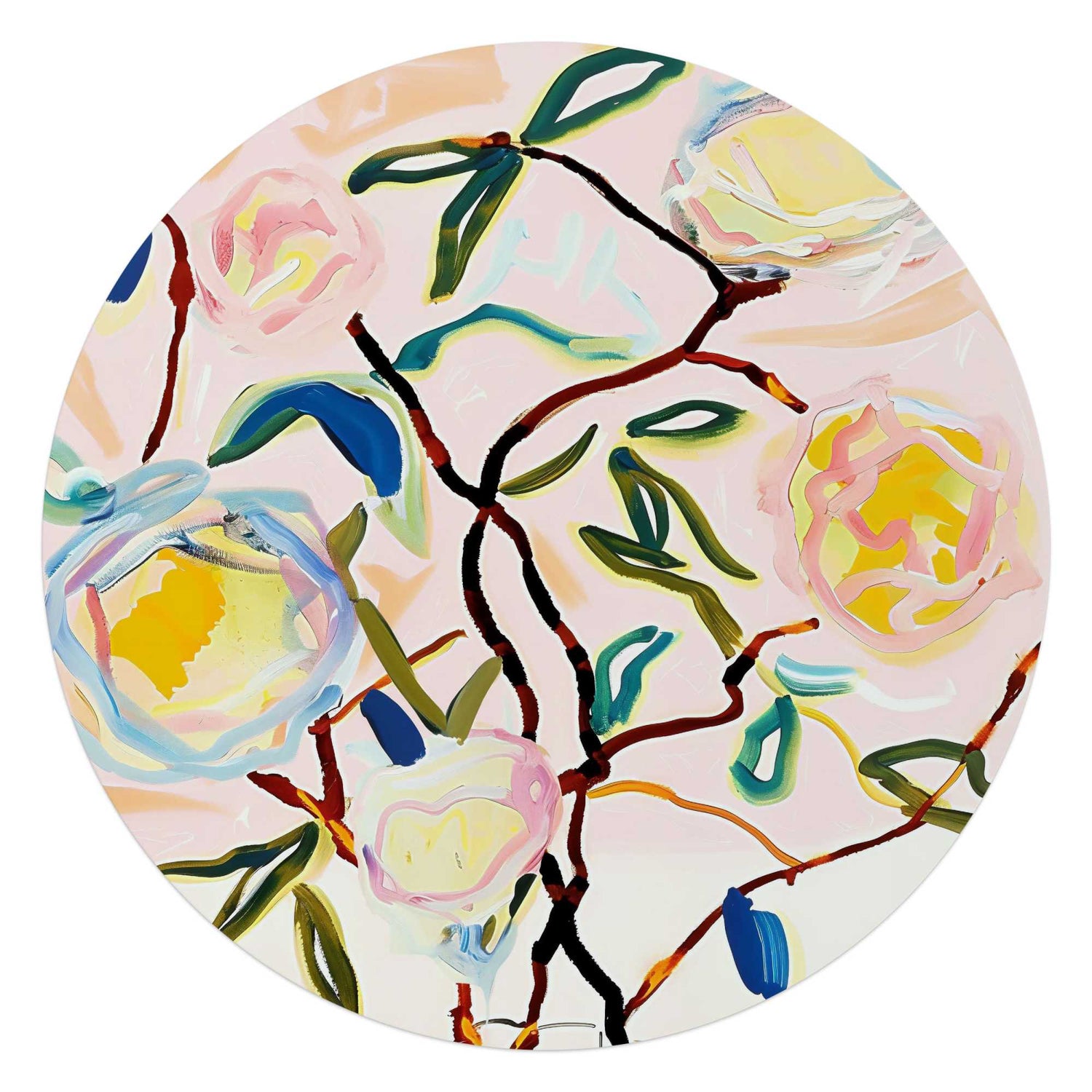 Reinders - Abstracte Bloesem - Glasschilderij Ø 70 cm - Bont