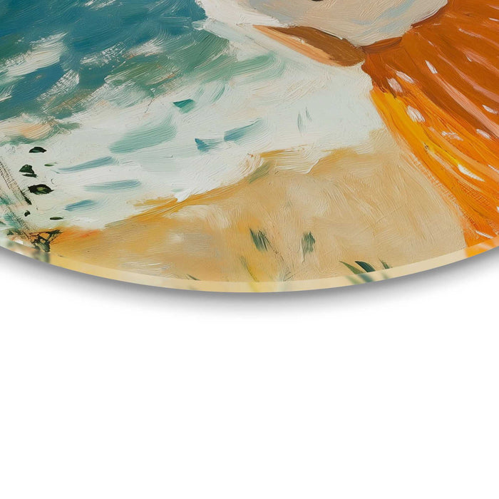 Reinders - Meisje met parasol - Glasschilderij Ø 70 cm - Oranje