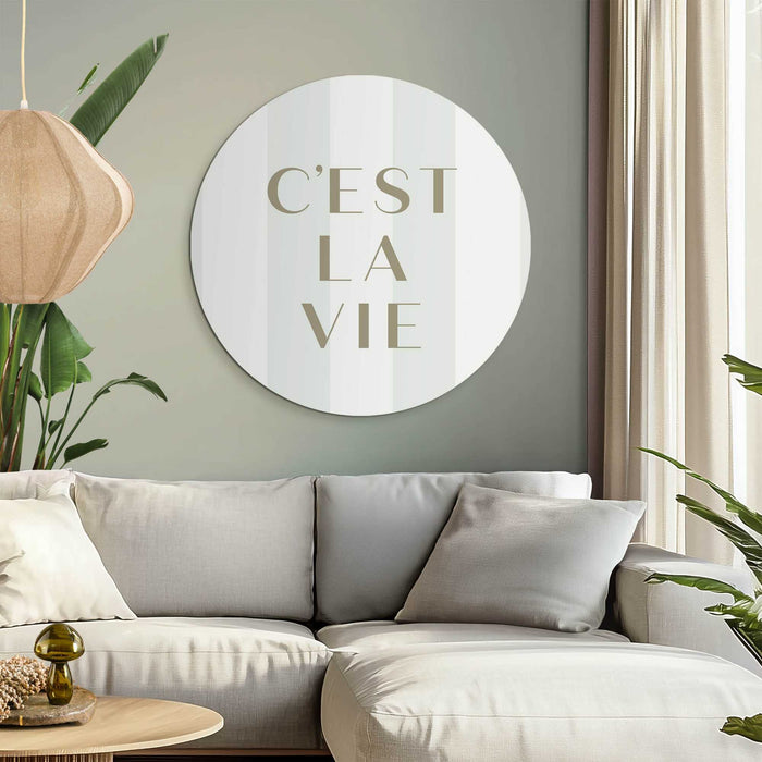 Reinders - C'est la vie - Glasschilderij Ø 70 cm - Beige