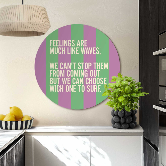 Reinders - Gevoelens zijn als golven - Glasschilderij Ø 70 cm - Paars