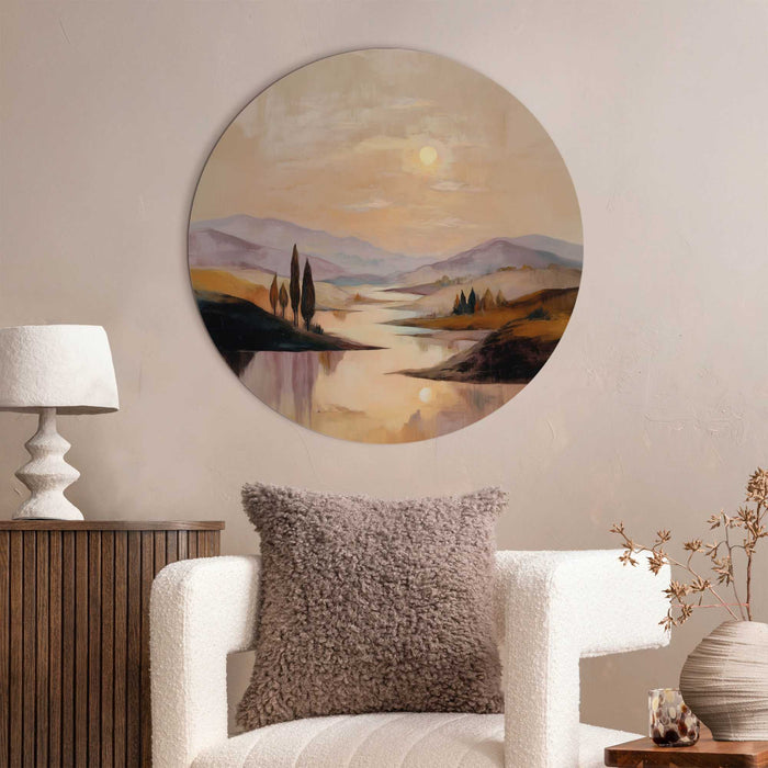 Reinders - Landschap II - Glasschilderij Ø 70 cm - Bruin