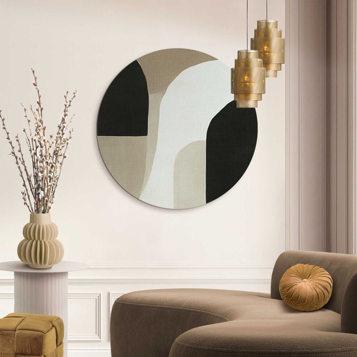 Reinders - Abstracte sfeer II - Glasschilderij Ø 70 cm - Beige