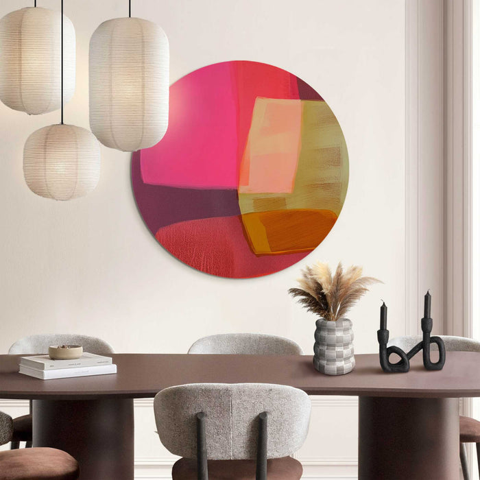 Reinders - Roze tinten II - Glasschilderij Ø 70 cm - Roze