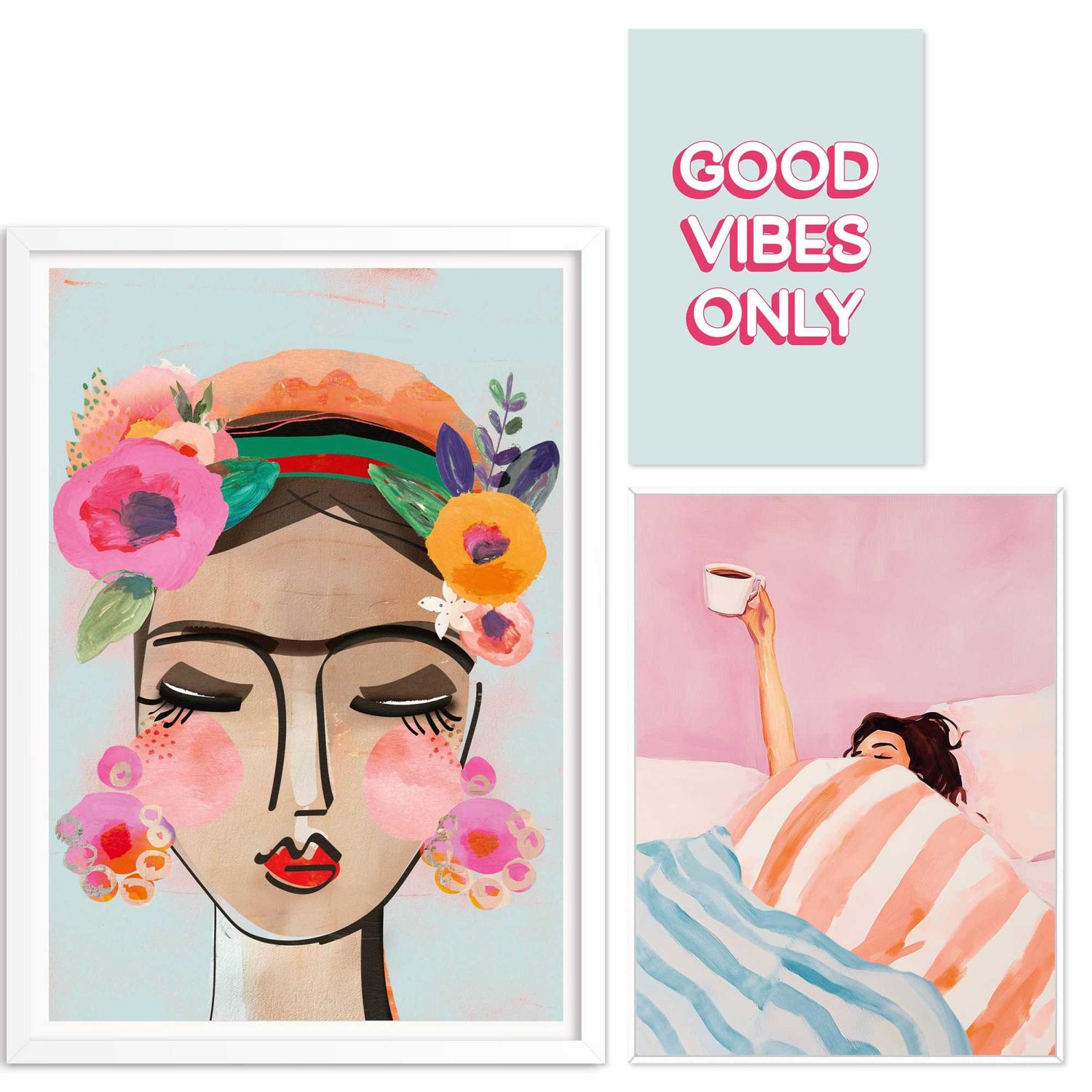 Reinders - Pastel sfeer - Set wanddecoratie in diverse formaten 50x70 cm - Blauw