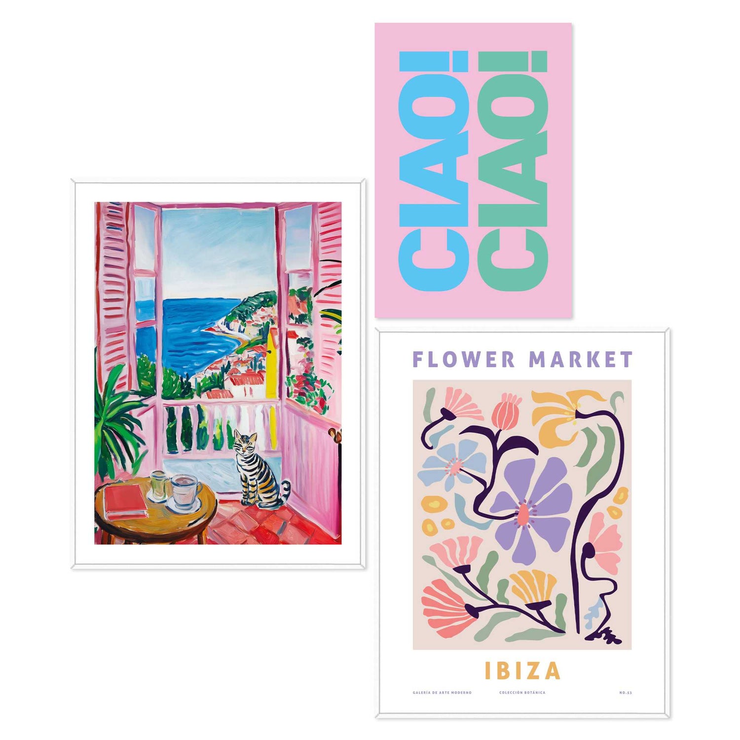 Reinders - Zomer aan Zee - Set wanddecoratie in diverse formaten 30x40 cm - Roze