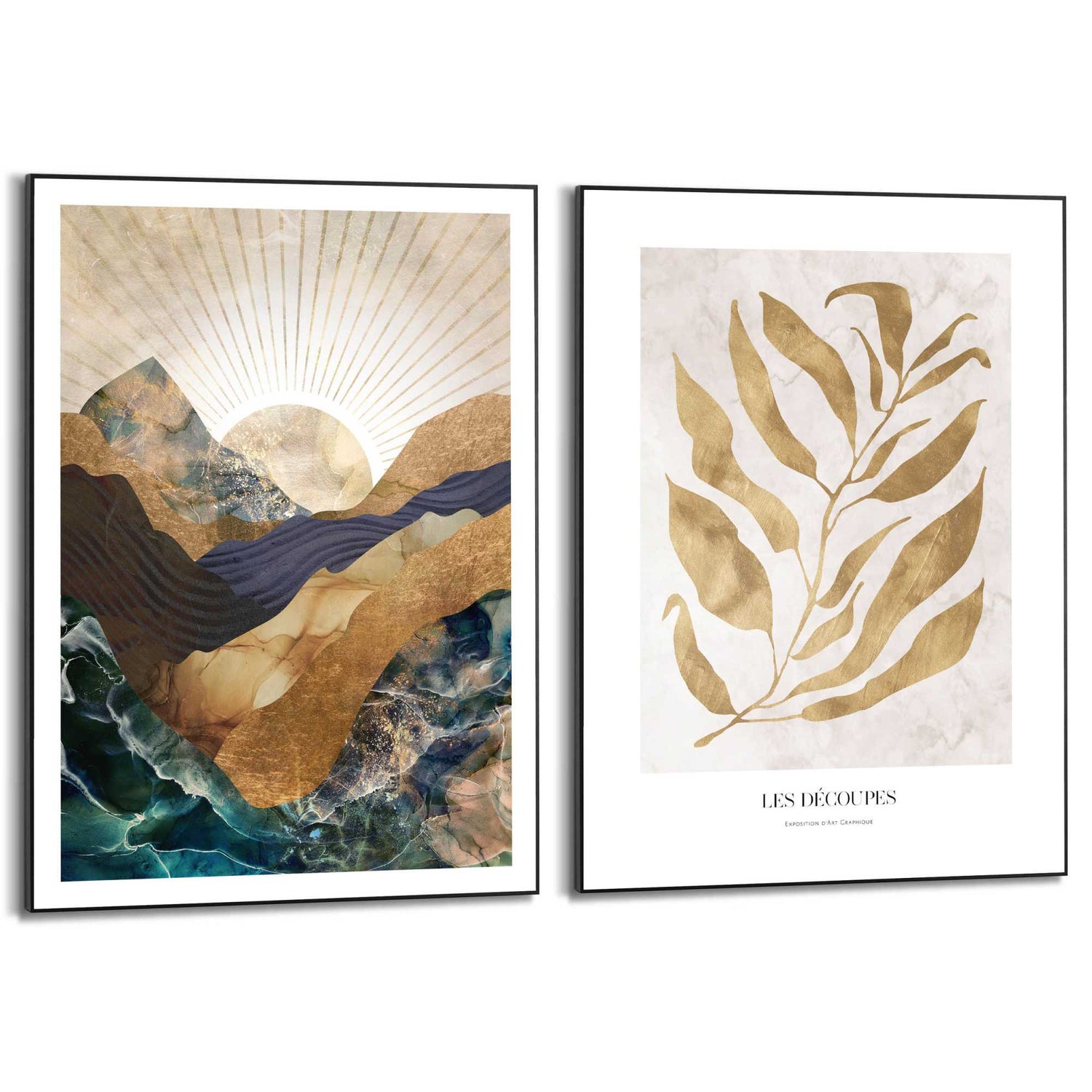 Reinders - Natuur met gouden twist - Schilderijen set 50x70 cm - Goudkleurig