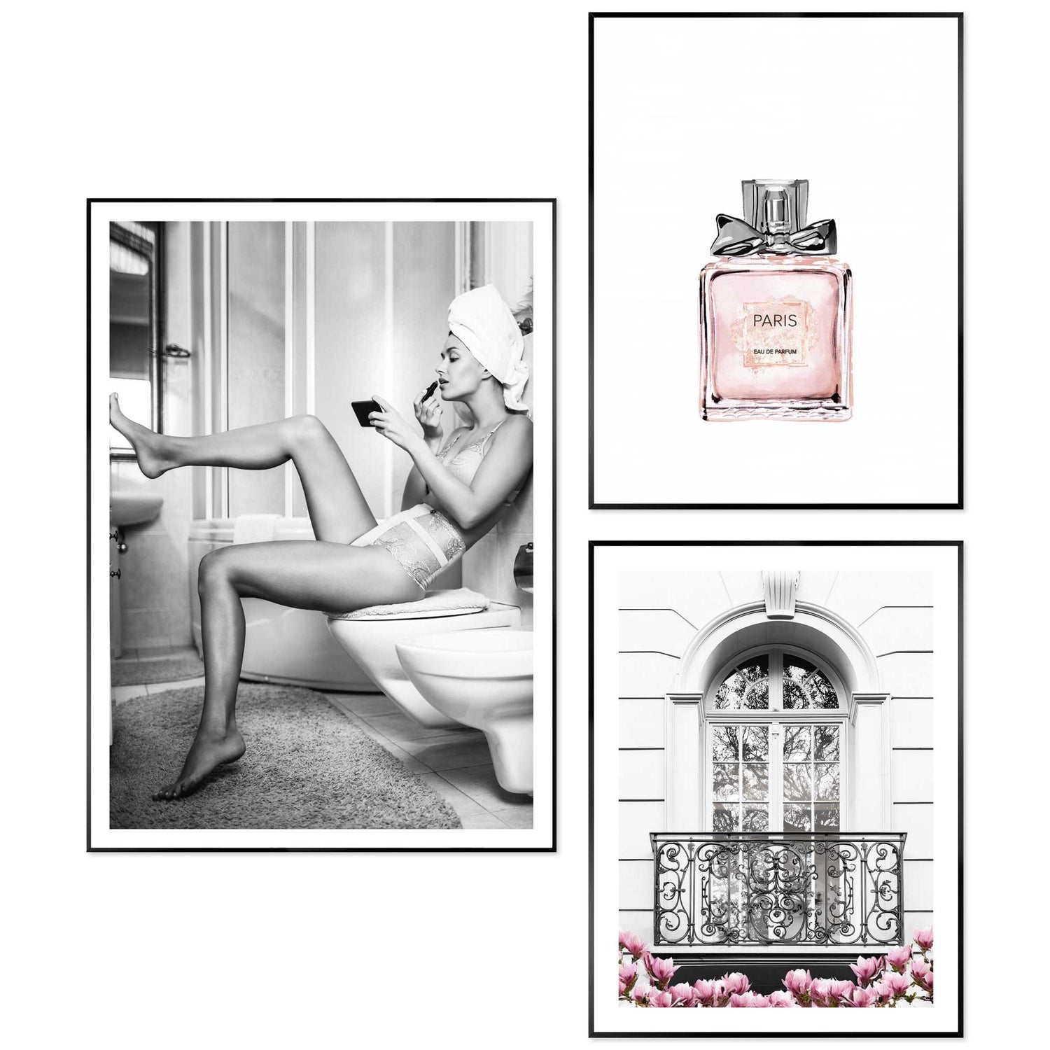 Reinders - Parijs voorbereidingen - Set wanddecoratie in diverse formaten 50x70 cm - Zwart-Wit