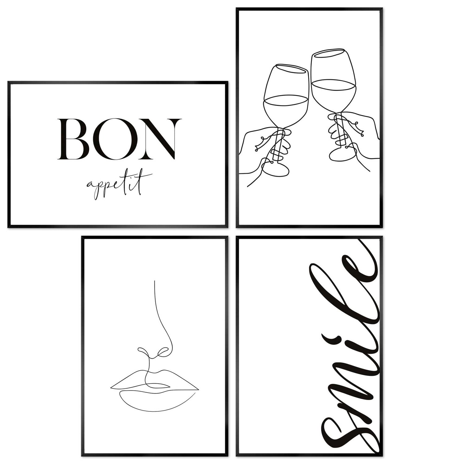 Reinders - Proost - Set wanddecoratie 20x30 cm - Zwart-Wit