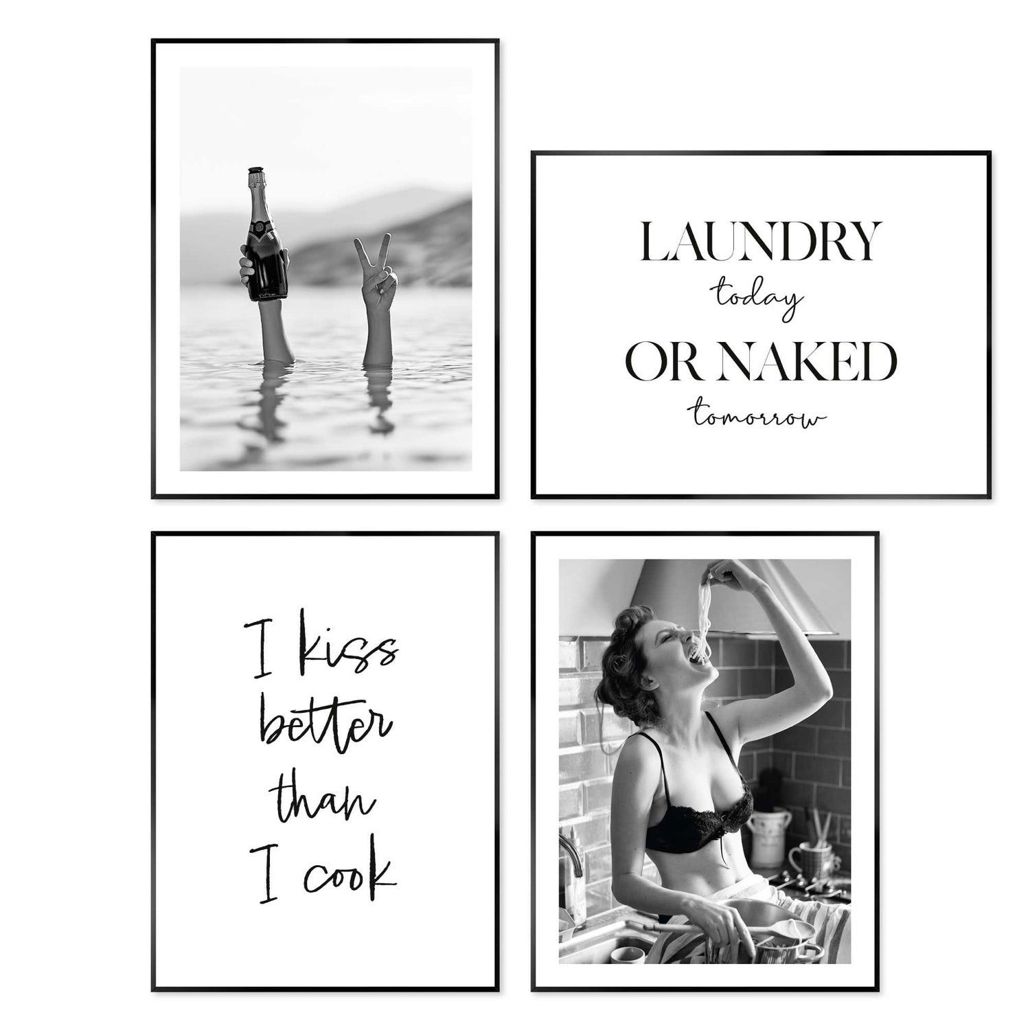 Reinders - Humor bundle - Wanddecoratieset 30x40 cm - Zwart-Wit