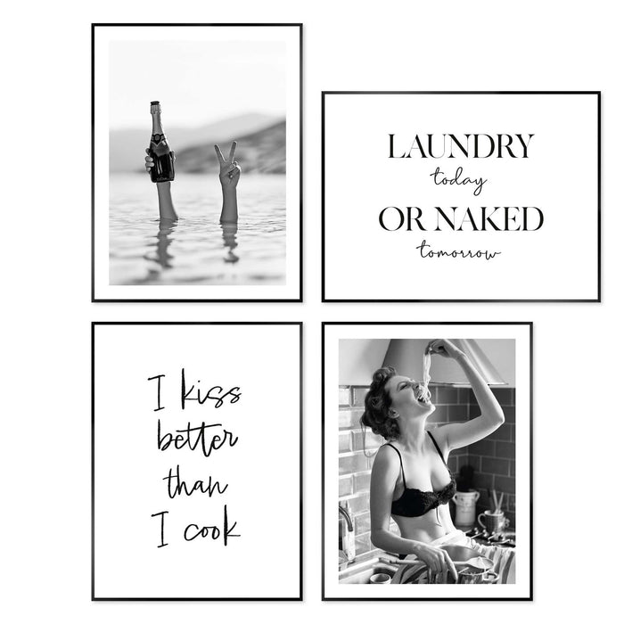 Reinders - Humor bundle - Wanddecoratieset 30x40 cm - Zwart-Wit