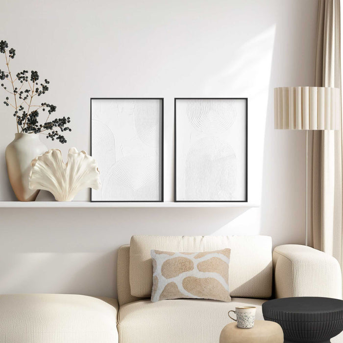 Reinders - Zwart-Wit Evenwicht - Abstracte wanddecoratie set met structuur 30x40 cm - Zwart-Wit