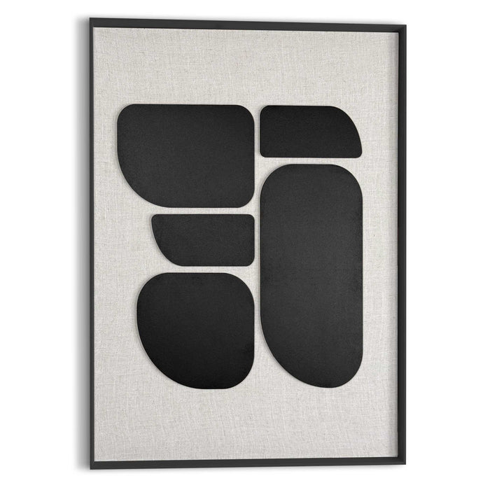 Reinders - Organic Blocks Linen Black - Schilderij 3D Art 50x70 cm - Zwart