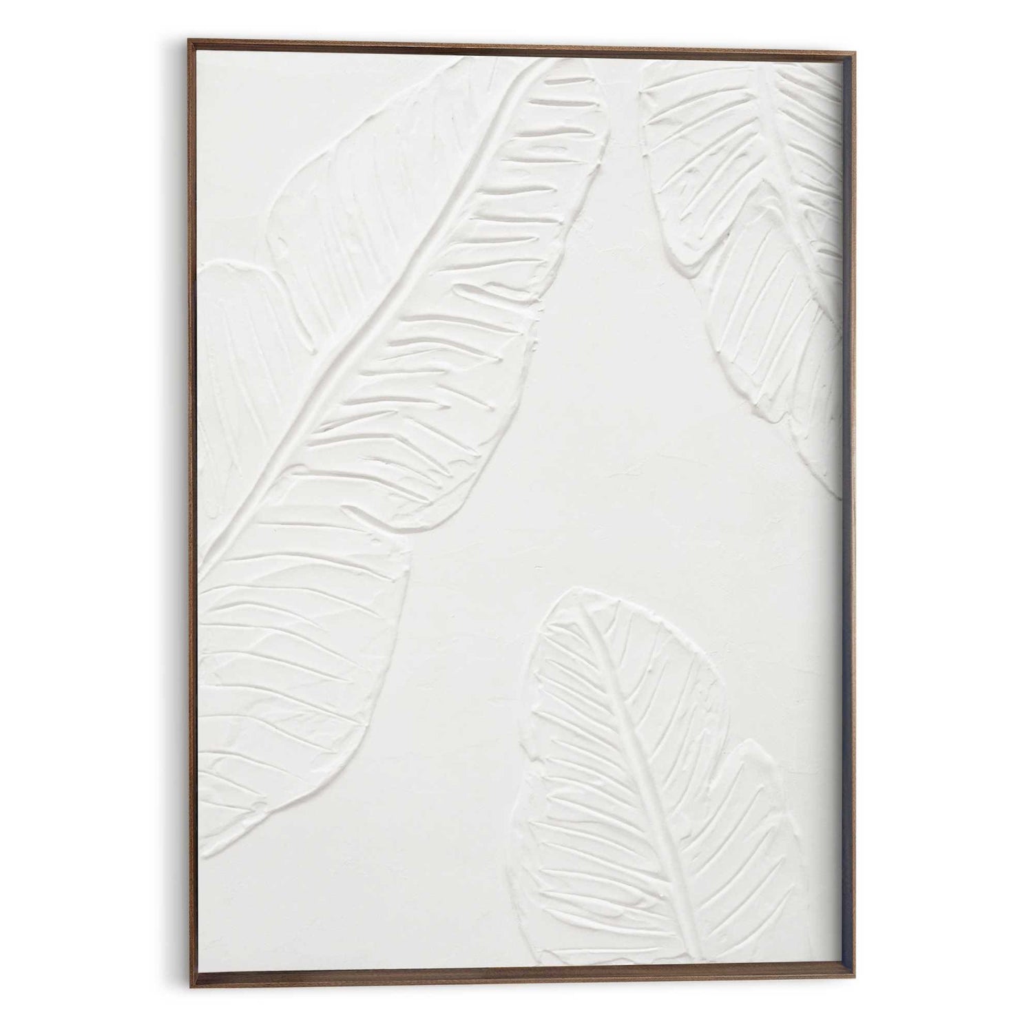 Reinders - Tropical Leafs Schilderij – 70 x 50 cm - Wit/Walnoot