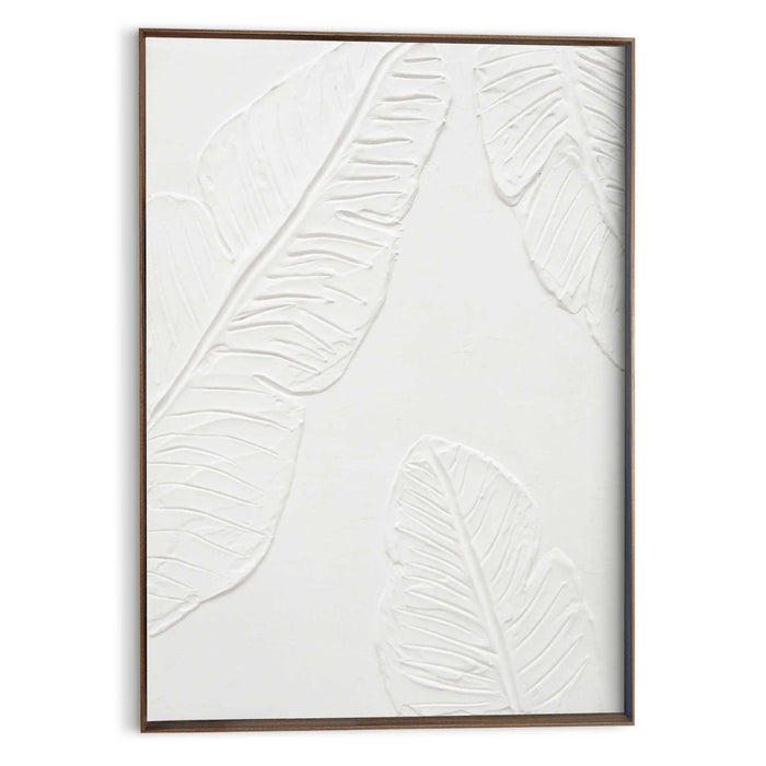 Reinders - Tropical Leafs Schilderij – 70 x 50 cm - Wit/Walnoot