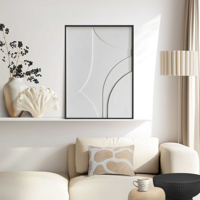 Reinders - Terrace Relief Art Schilderij - 70 x 50 cm - Wit/Walnoot