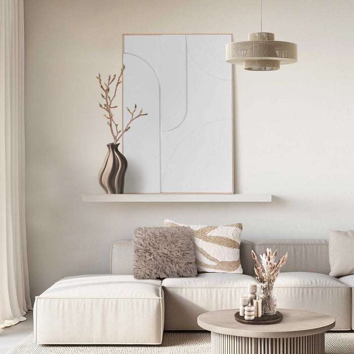 Reinders - Saturn - Relief Art Schilderij 100 x 70 cm - Wit/Walnoot