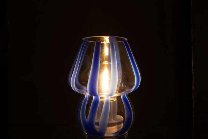 J-Line tafellamp Strepen - glas - transparant|blauw - small