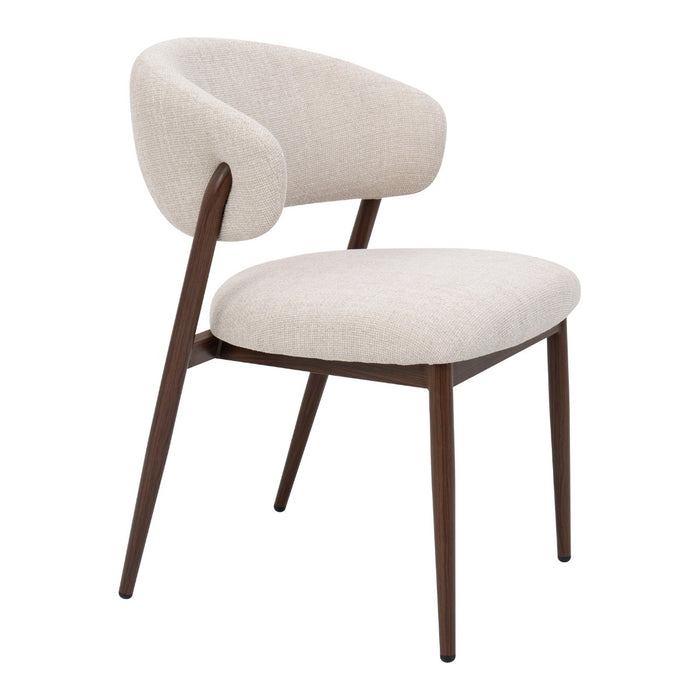 DÉJA Living - Eetkamerstoel - Stof - Beige|Walnoot - Skive - Set van 2