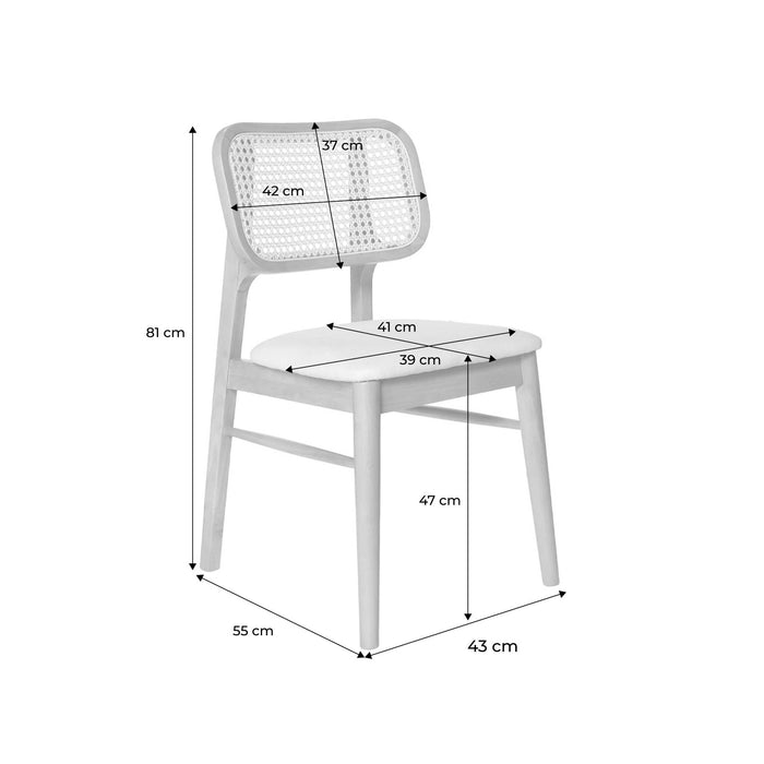 sweeek - Stoel van eikenkleurig hout en rotan (set van 2)