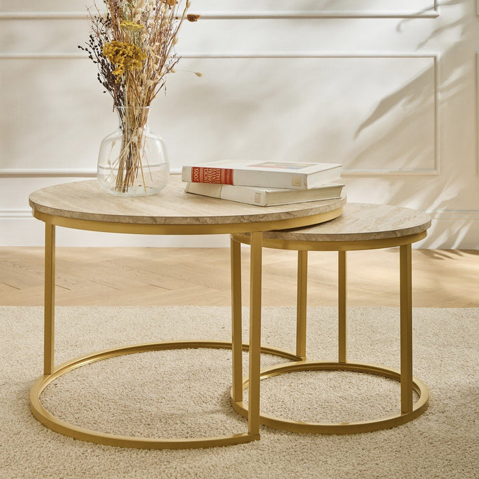 Calicosy - Set van 2 Ronde Nesttafels LENNY - Ø70 cm