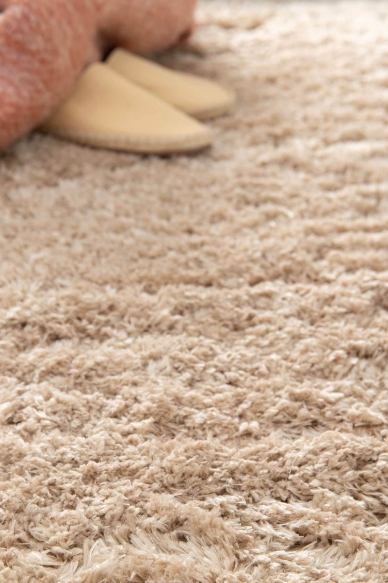 Interieur05 Rond hoogpolig vloerkleed Fender beige - 240 x 240 cm