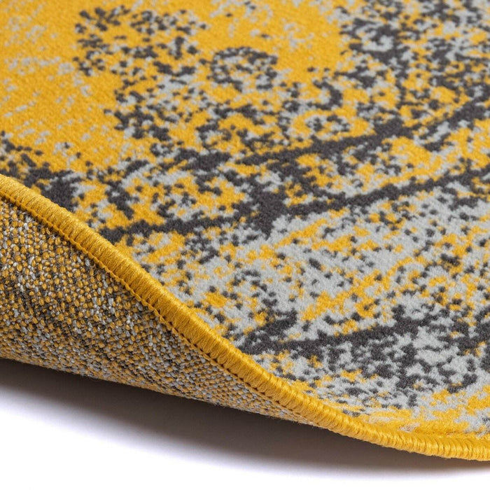 Vintage Vloerkleed Bloom rond - Geel - EVA Interior - 100 x 100 cm