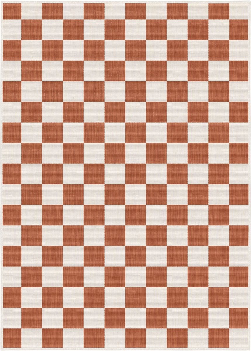 Buitenkleed Level blokken - checkerboard - roest - Interieur05