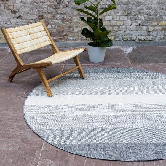 Interieur05 Rond Buitenkleed Boa - Grijs|Wit - Dubbelzijdig - EVA I...