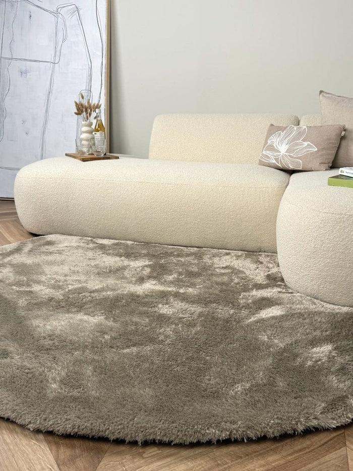 Rond hoogpolig vloerkleed Odelia stone - Interieur05 - 200 x 200 cm
