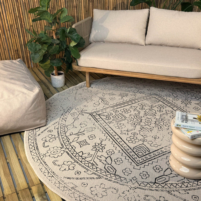 Rond buitenkleed Nova zwart|wit - Interieur05 - 240 x 240 cm