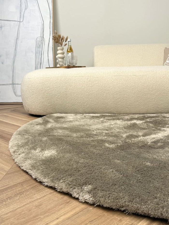 Rond hoogpolig vloerkleed Odelia stone - Interieur05 - 200 x 200 cm