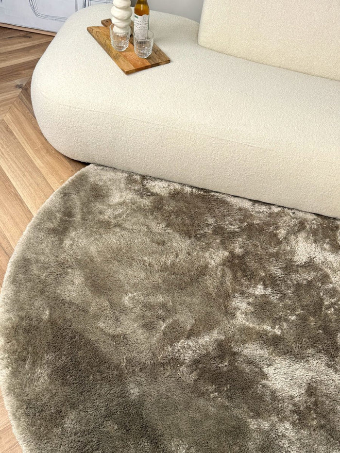 Rond hoogpolig vloerkleed Odelia stone - Interieur05 - 200 x 200 cm