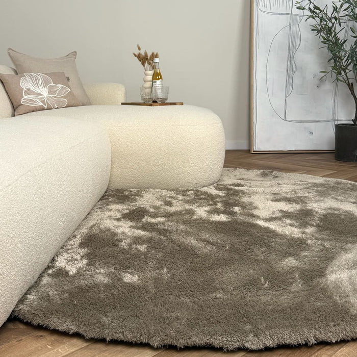 Rond hoogpolig vloerkleed Odelia stone - Interieur05 - 200 x 200 cm
