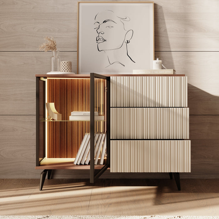 Meubella - Riverhead - Dressoir - Beige|Eiken - 103x39x80 cm