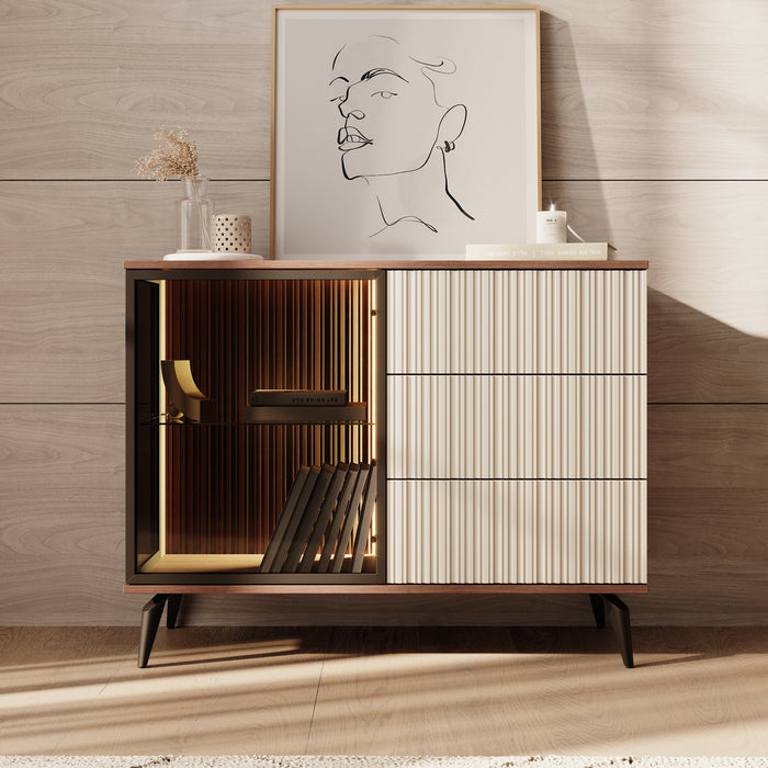 Meubella - Riverhead - Dressoir - Beige|Eiken - 103x39x80 cm