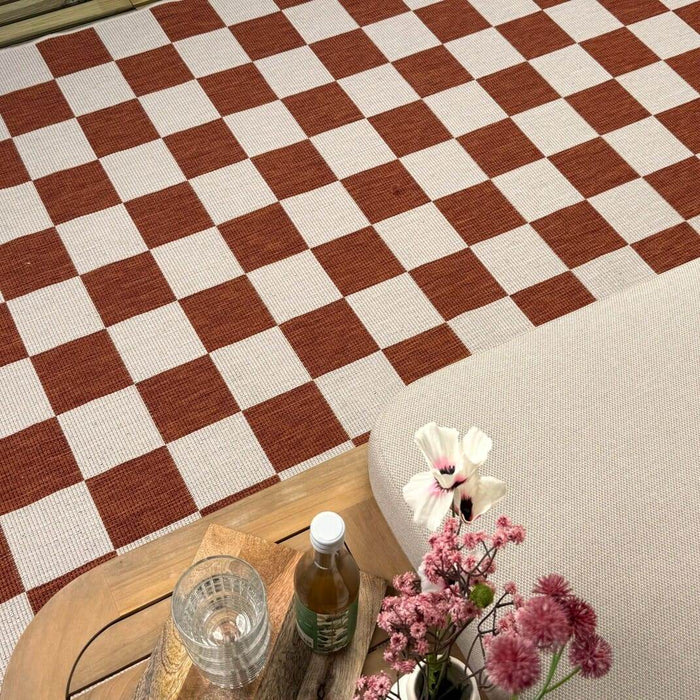 Buitenkleed Level blokken - checkerboard - roest - Interieur05